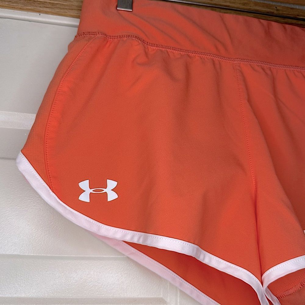 Under Armour Fitted Logo Coral Orange Shorts - Picture 4 of 9